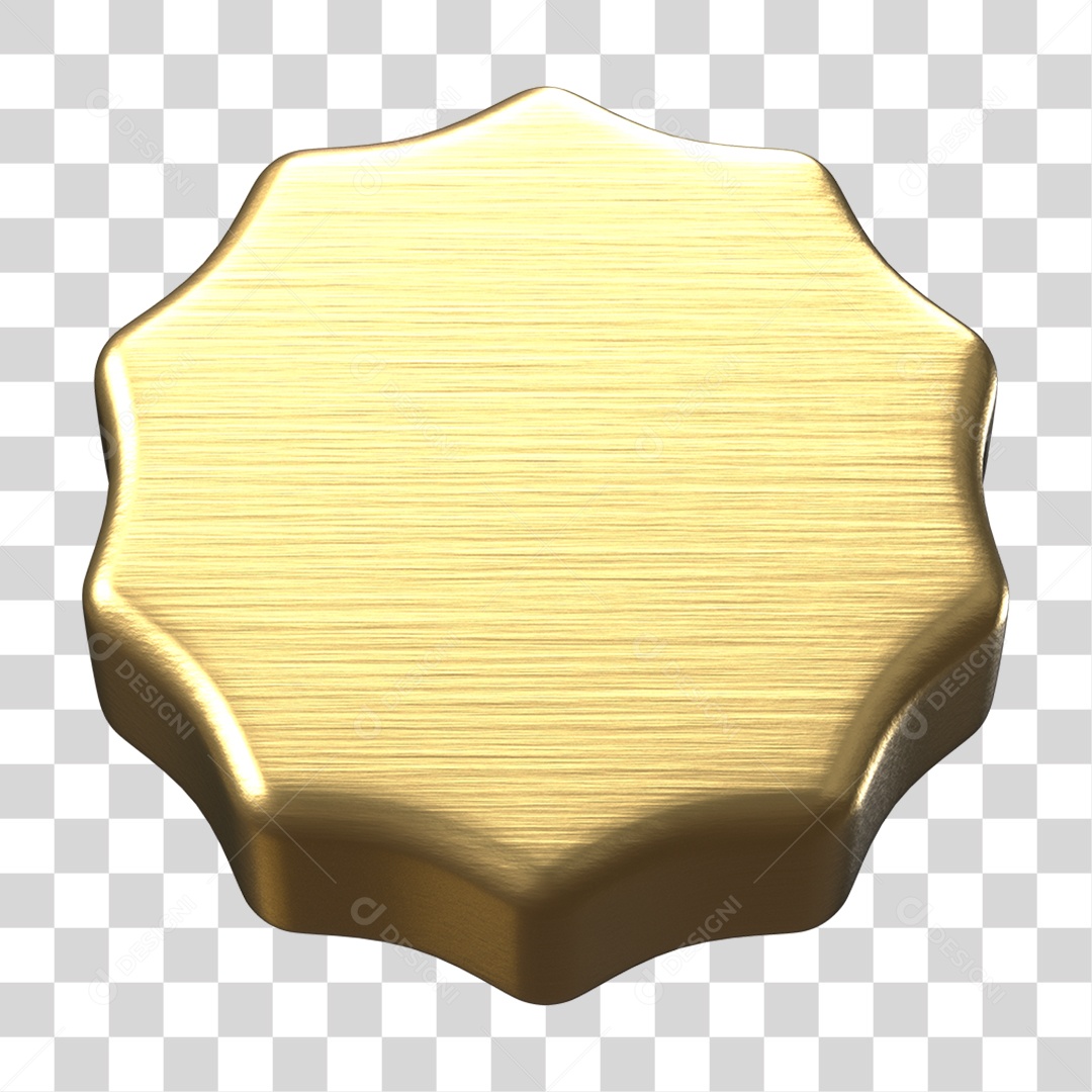 Elemento 3D Dourado com Borda Geométrica PNG Transparente