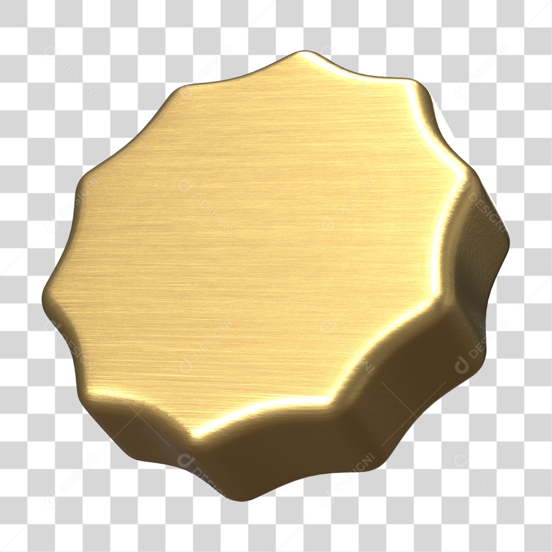 Elemento 3D Dourado com Borda Geométrica PNG Transparente