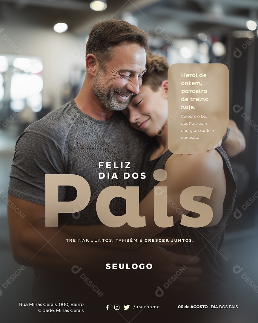 Feliz Dia dos Pais 10 de Agosto Social Media PSD Editável