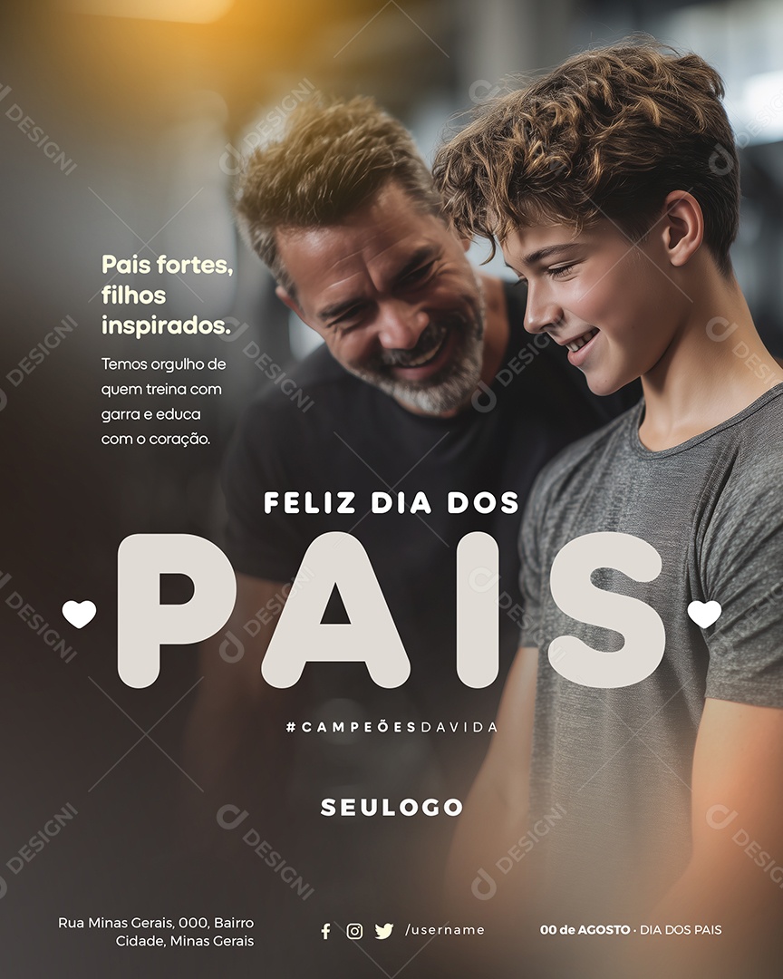 Feliz Dia dos Pais 10 de Agosto Social Media PSD Editável