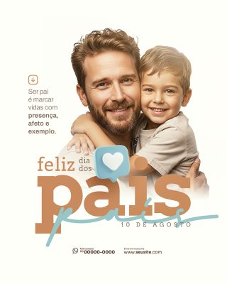 Feliz Dia Dos Pais 11 de Agosto Social Media PSD Editável