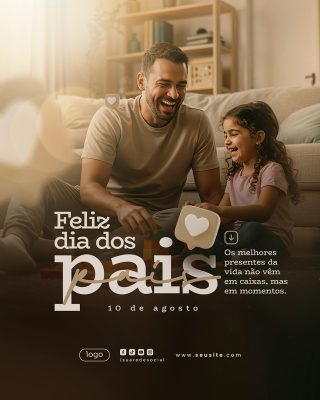 Feliz Dia Dos Pais 11 de Agosto Social Media PSD Editável