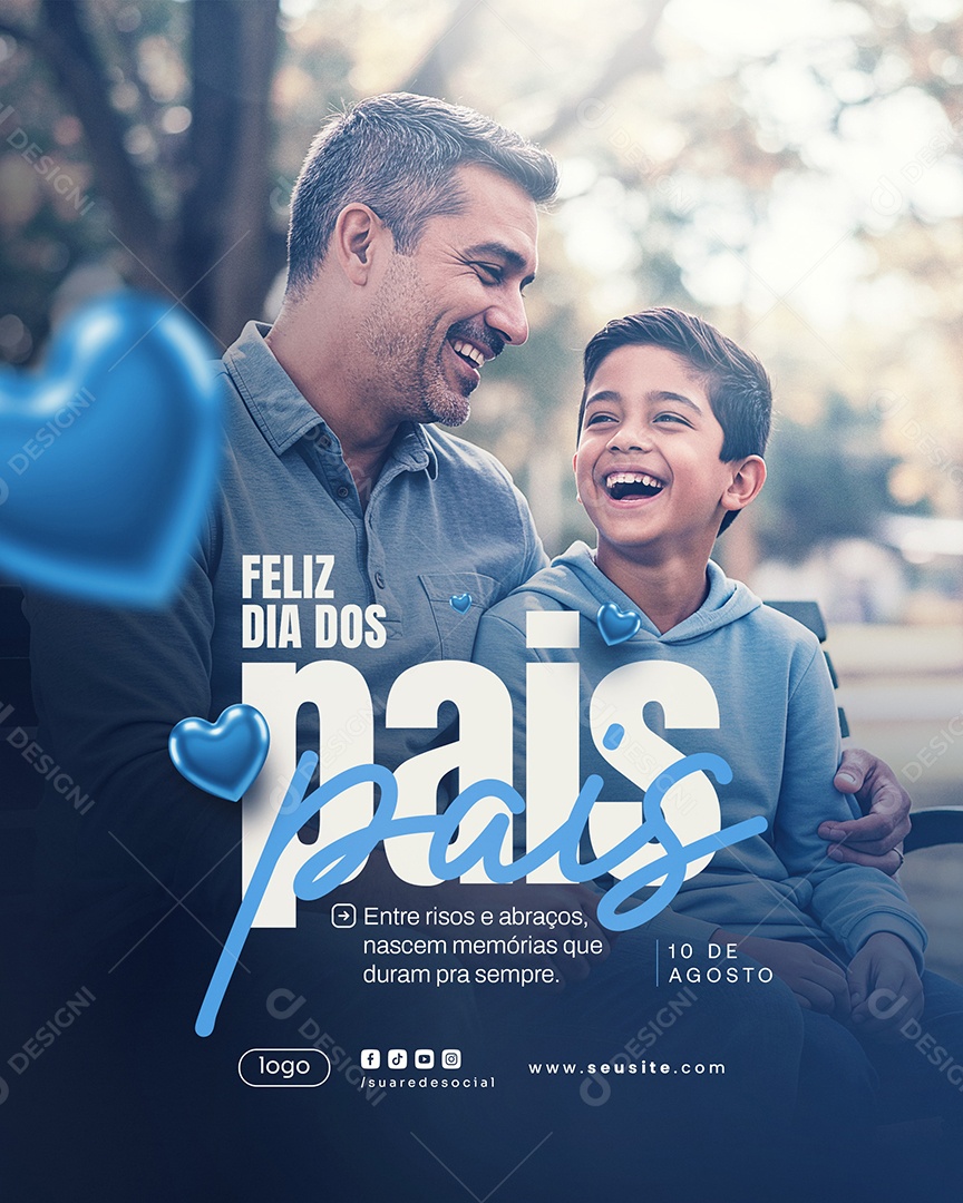 Feliz Dia Dos Pais 11 de Agosto Social Media PSD Editável