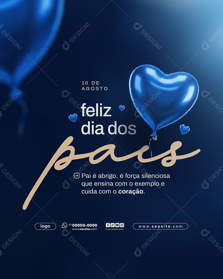 Feliz Dia Dos Pais 11 de Agosto Social Media PSD Editável