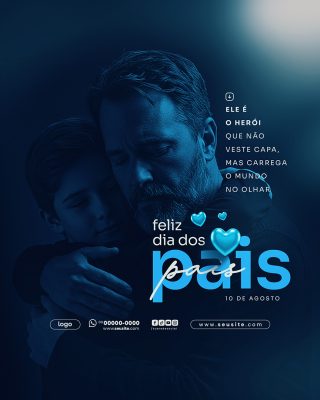 Feliz Dia Dos Pais 11 de Agosto Social Media PSD Editável