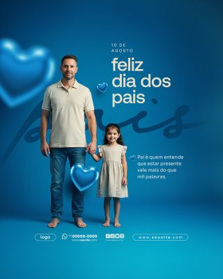 Feliz Dia Dos Pais 11 de Agosto Social Media PSD Editável