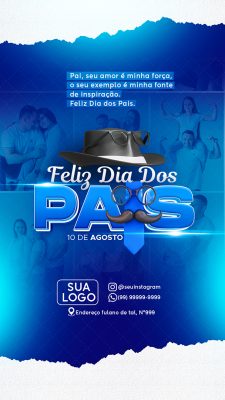 Story Feliz Dia dos Pais 10 de Agosto Social Media PSD Editável