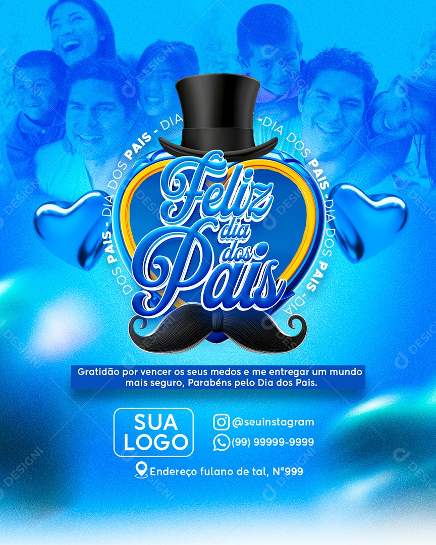 Feliz Dia dos Pais 10 de Agosto Social Media PSD Editável