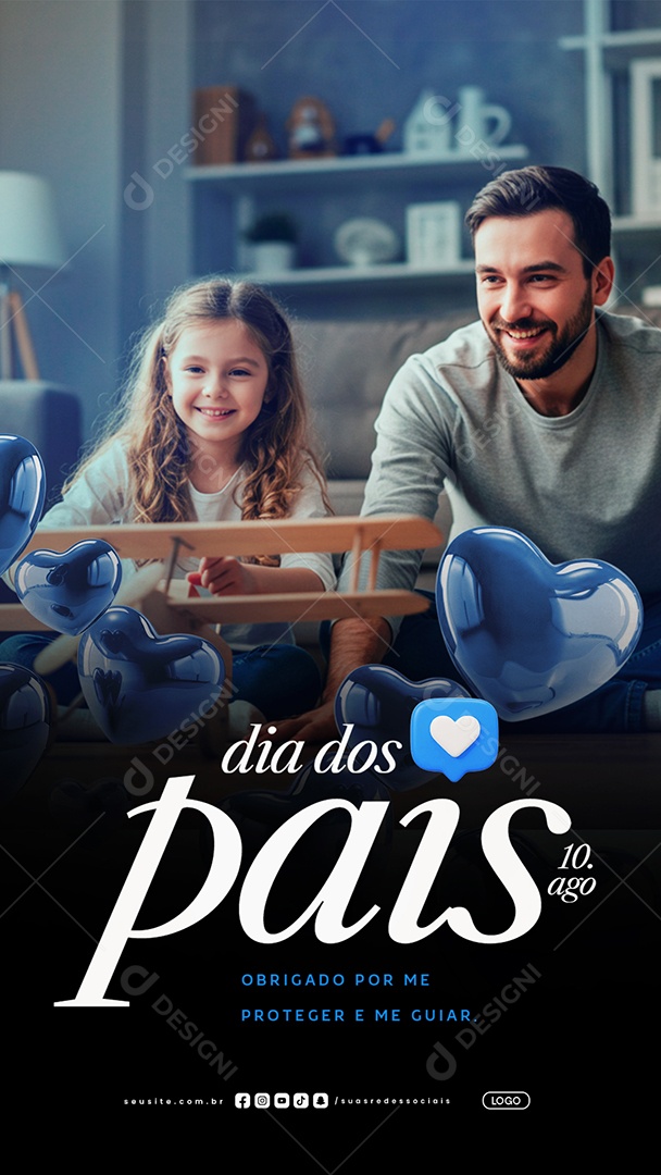Story Dia dos Pais 10 de Agosto Obrigado Social Media PSD Editável