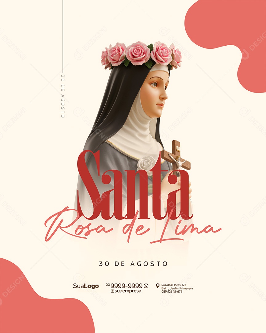 Dia de Santa Rosa de Lima 30 de Agosto Social Media PSD Editável