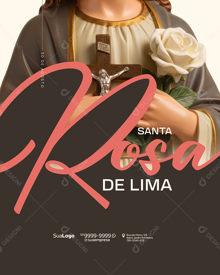 Dia de Santa Rosa de Lima 30 de Agosto Social Media PSD Editável