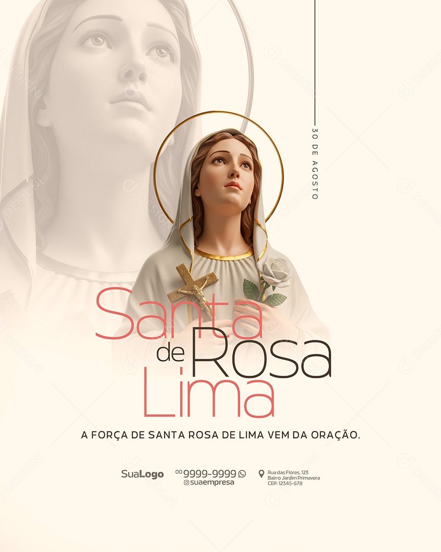 Dia de Santa Rosa de Lima 30 de Agosto Social Media PSD Editável