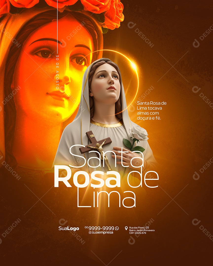 Dia de Santa Rosa de Lima 30 de Agosto Social Media PSD Editável