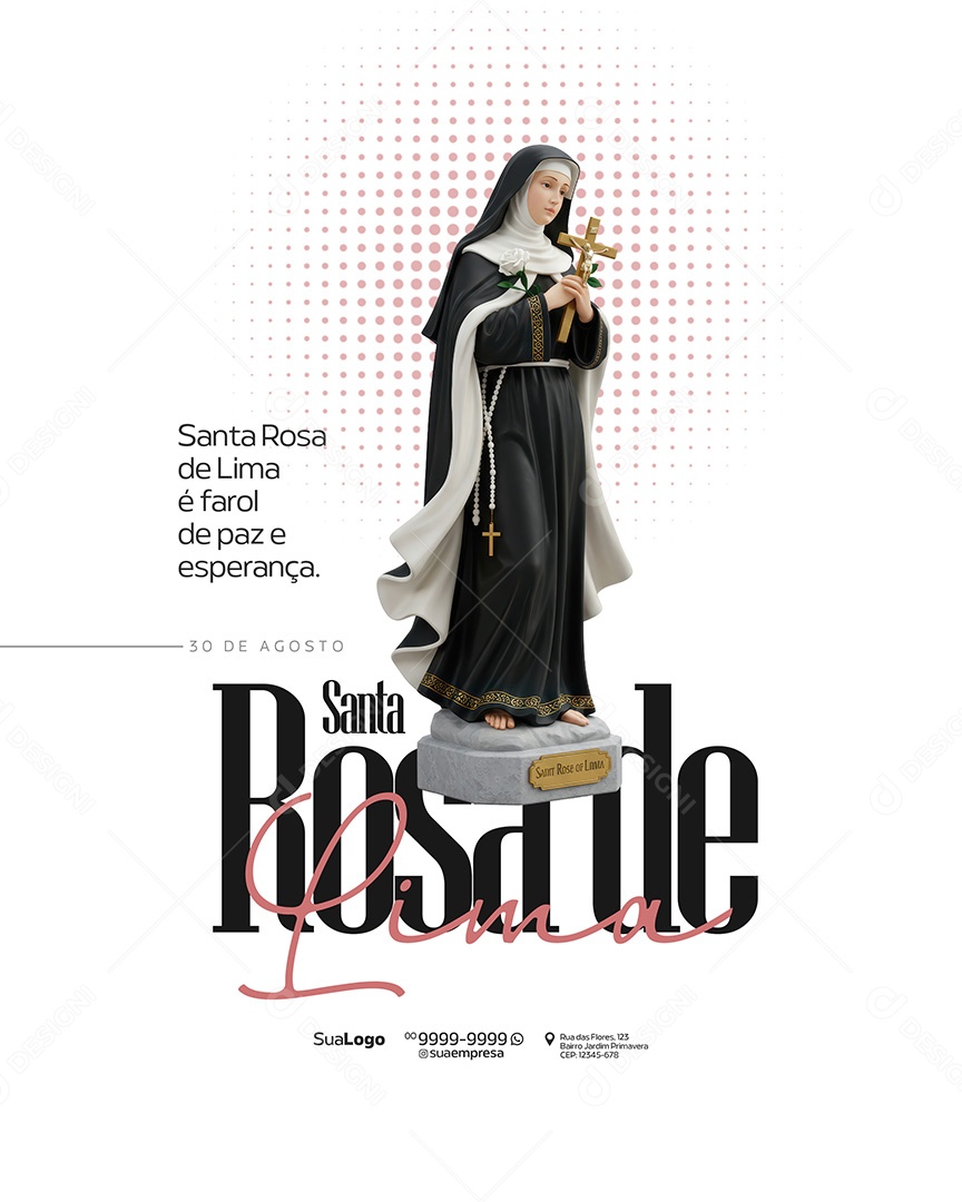 Dia de Santa Rosa de Lima 30 de Agosto Social Media PSD Editável