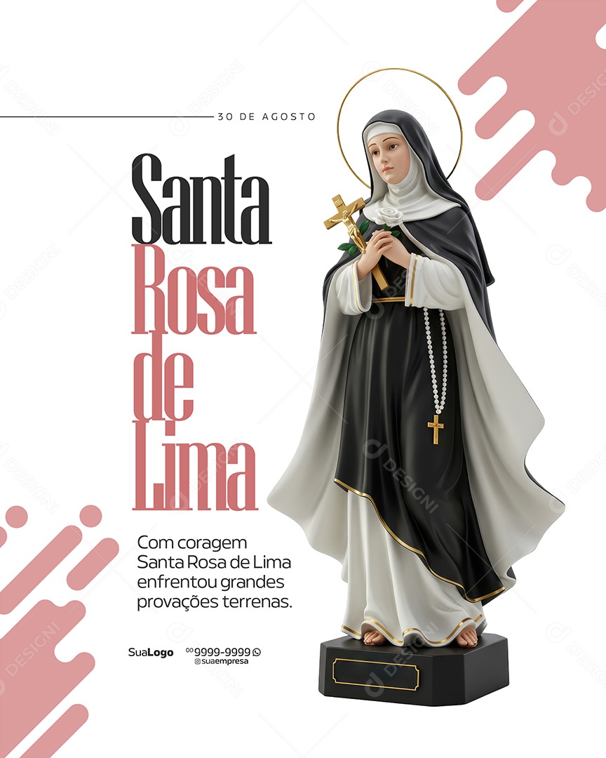 Dia de Santa Rosa de Lima 30 de Agosto Social Media PSD Editável