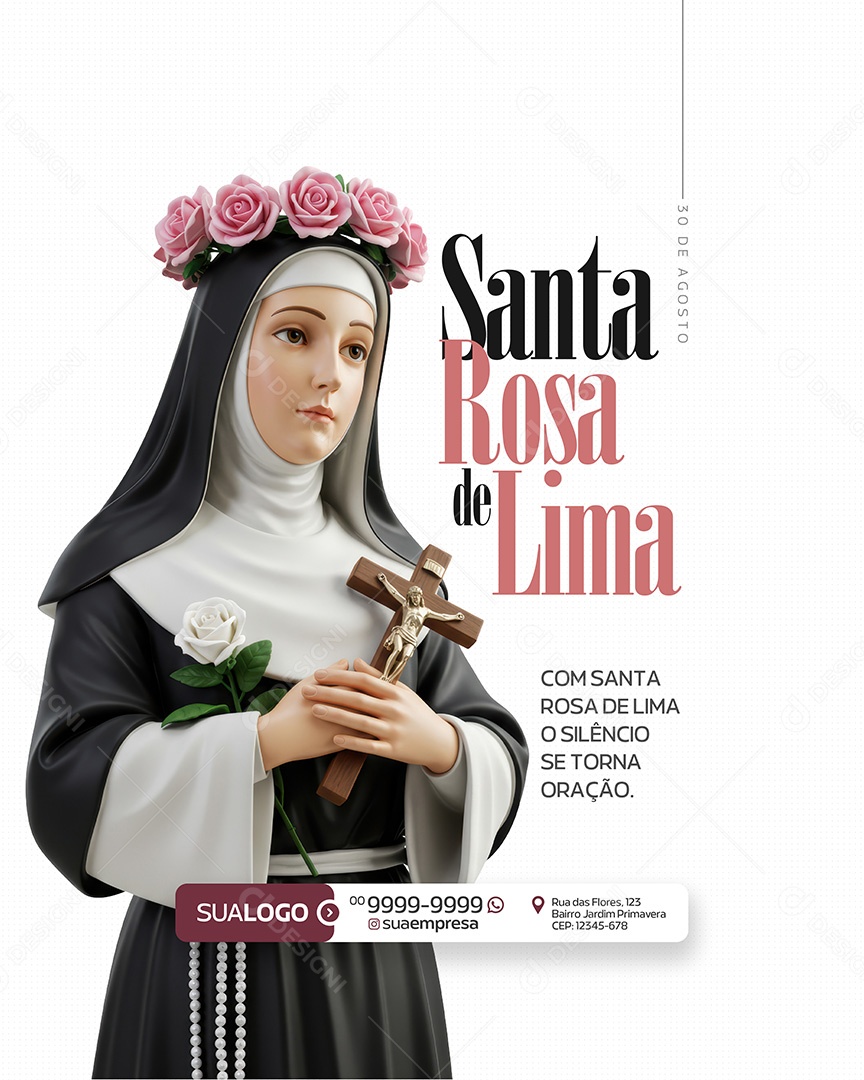 Dia de Santa Rosa de Lima 30 de Agosto Social Media PSD Editável