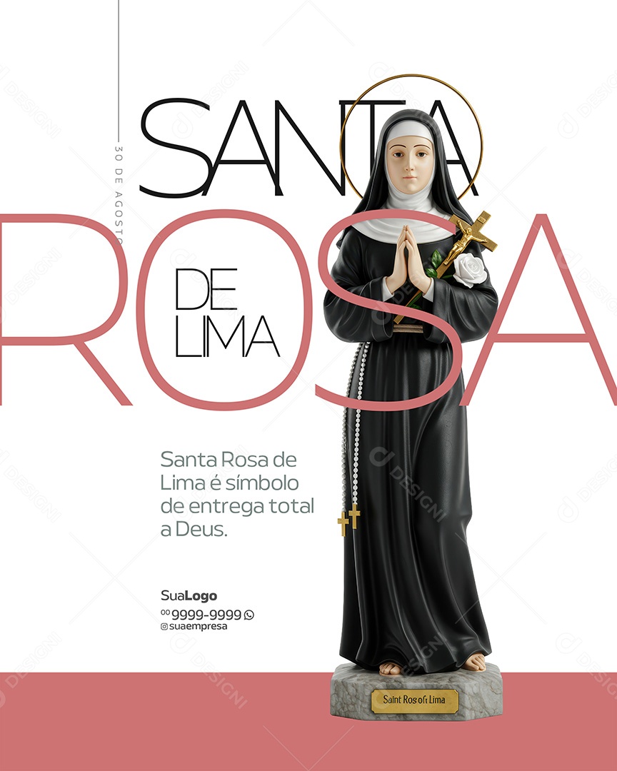 Dia de Santa Rosa de Lima 30 de Agosto Social Media PSD Editável