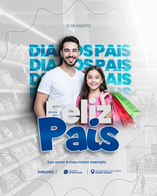 Feliz Dia dos Pais 10 de Agosto Social Media PSD Editável