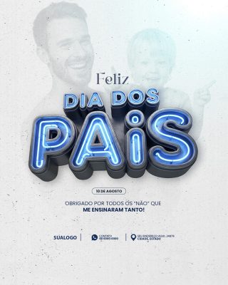 Feliz Dia dos Pais 10 de Agosto Social Media PSD Editável
