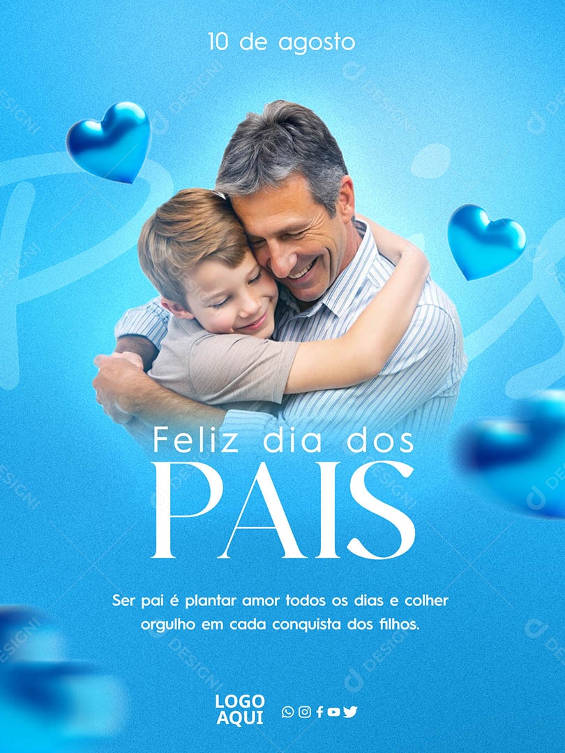 Feliz Dia dos Pais 10 de Agosto Social Media PSD Editável