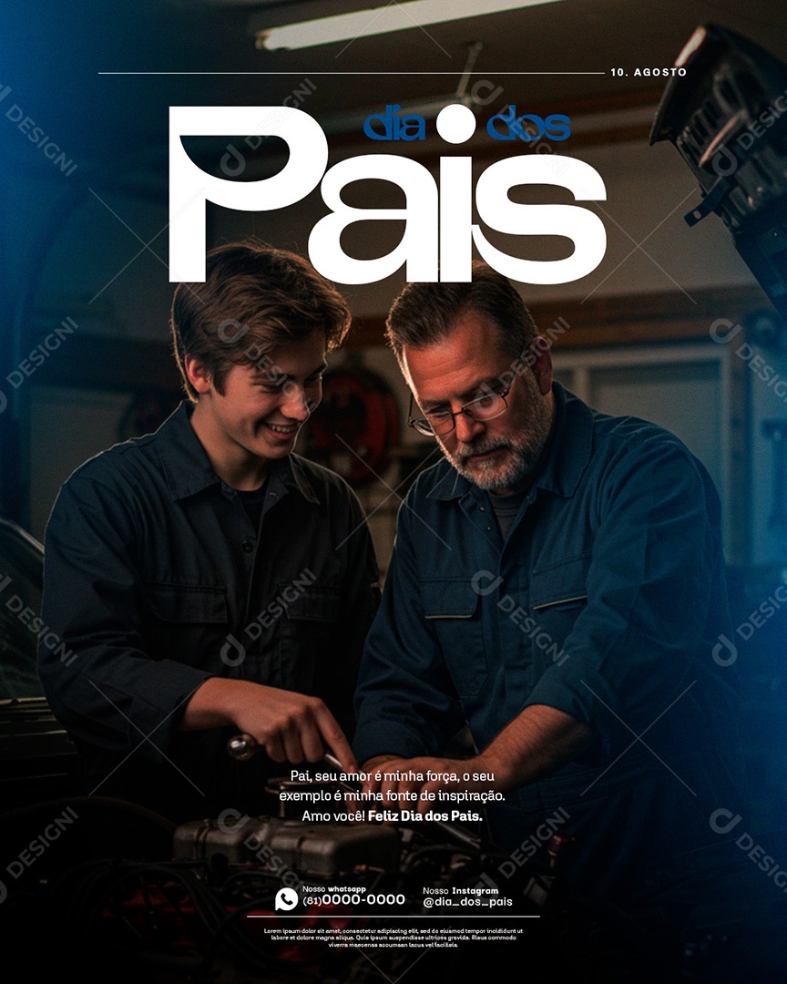 Social Media Feliz Dia dos Pais 10 de Agosto PSD Editável