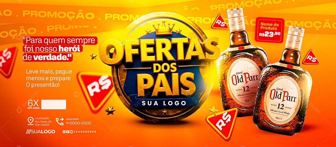 Banner Ofertas dos Dia dos Pais Old Parr Social Media PSD Editável