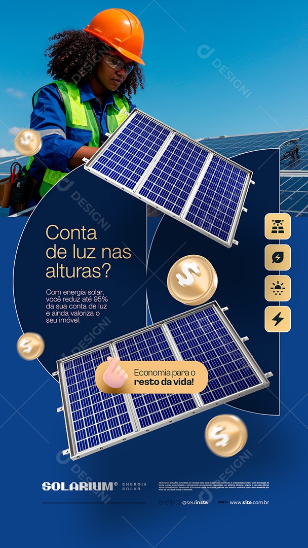 Story Energia Solar Conta de Luz nas Alturas Social Media PSD Editável