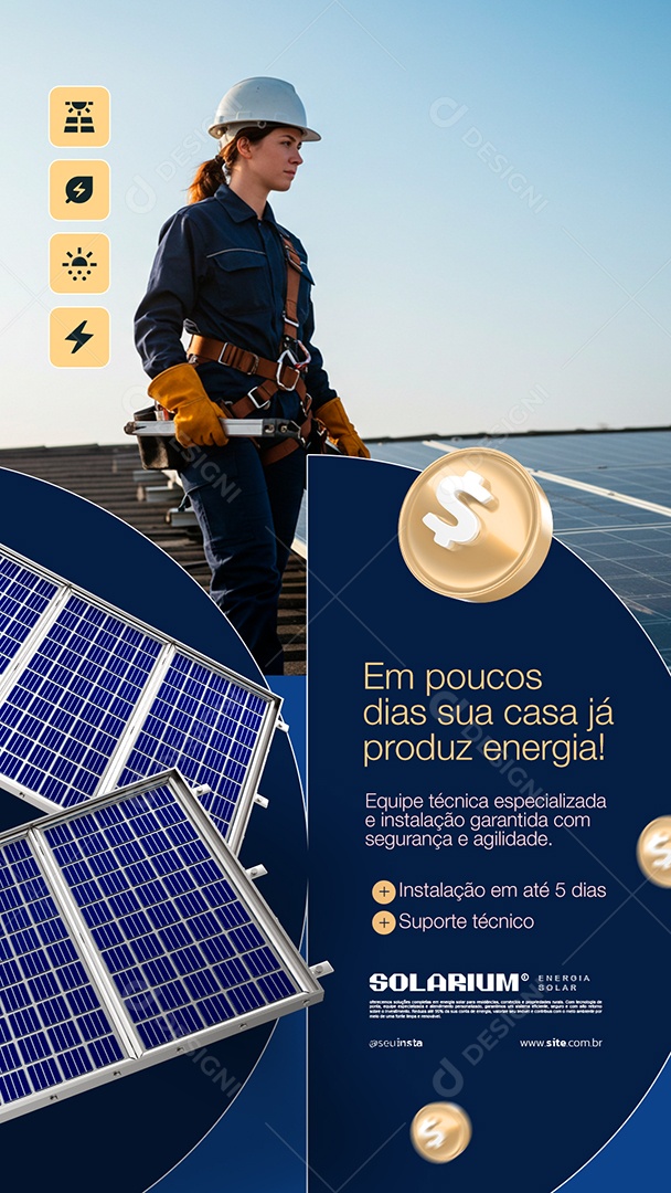 Story Energia Solar Em Poucos Dias su Casa Já Produz Energia Social Media PSD Editável