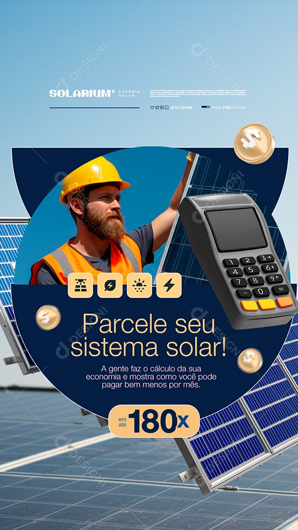 Story Energia Solar Parcele seu Sistema Solar Social Media PSD Editável