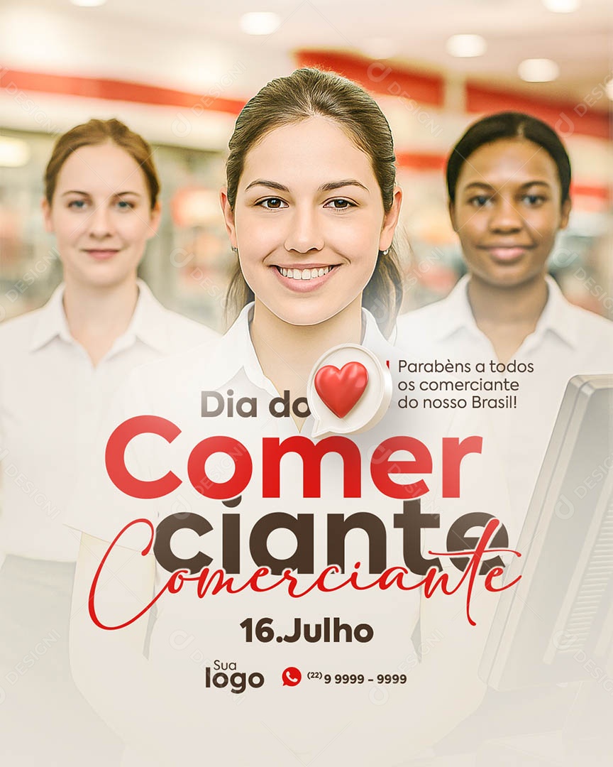 Dia do Comerciante 16 De Julho Social Media PSD Editável