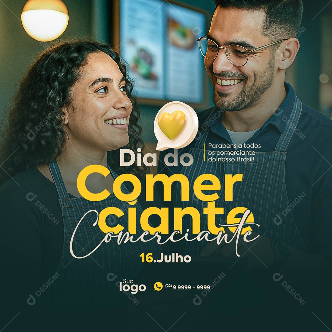 Dia do Comerciante 16 De Julho Social Media PSD Editável