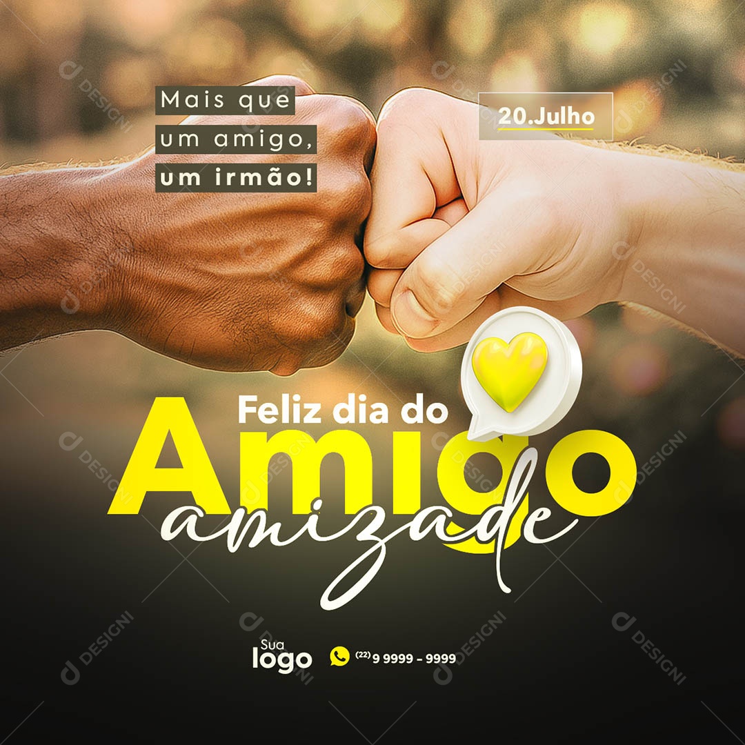 Feliz Dia do Amigo 20 de Julho Social Media PSD Editável