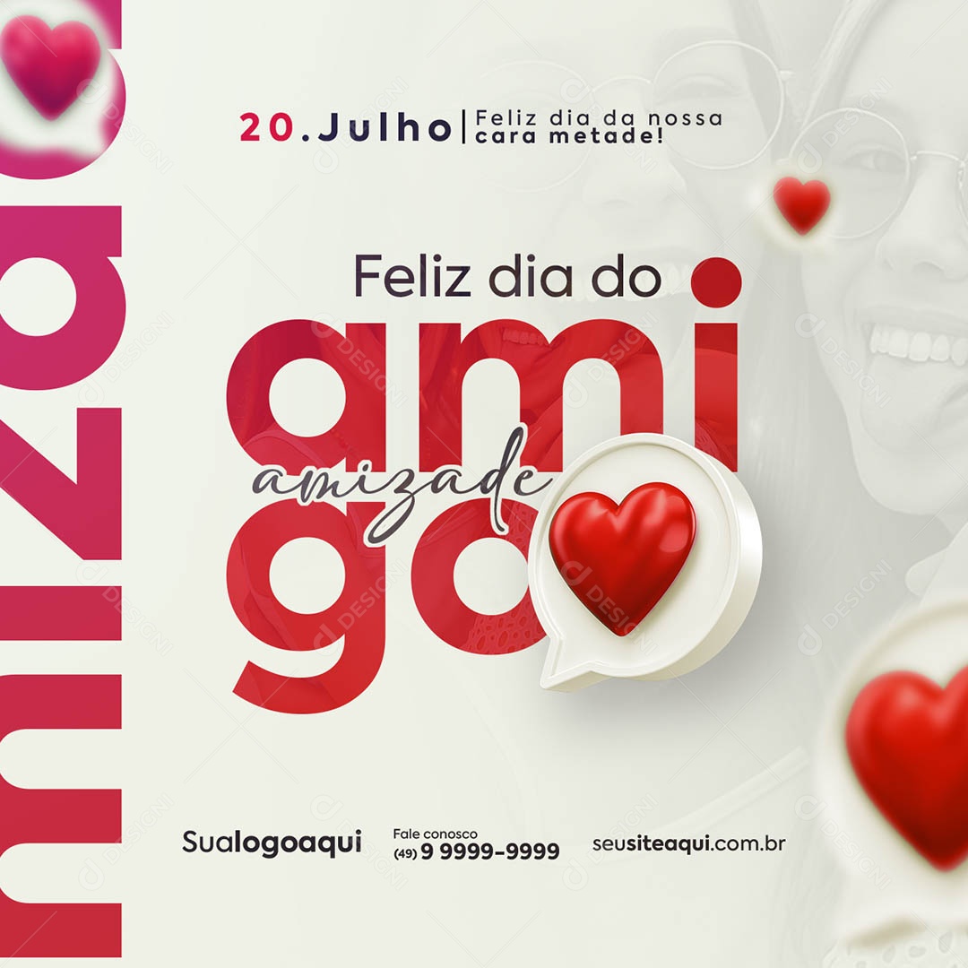Feliz Dia do Amigo 20 de Julho Social Media PSD Editável