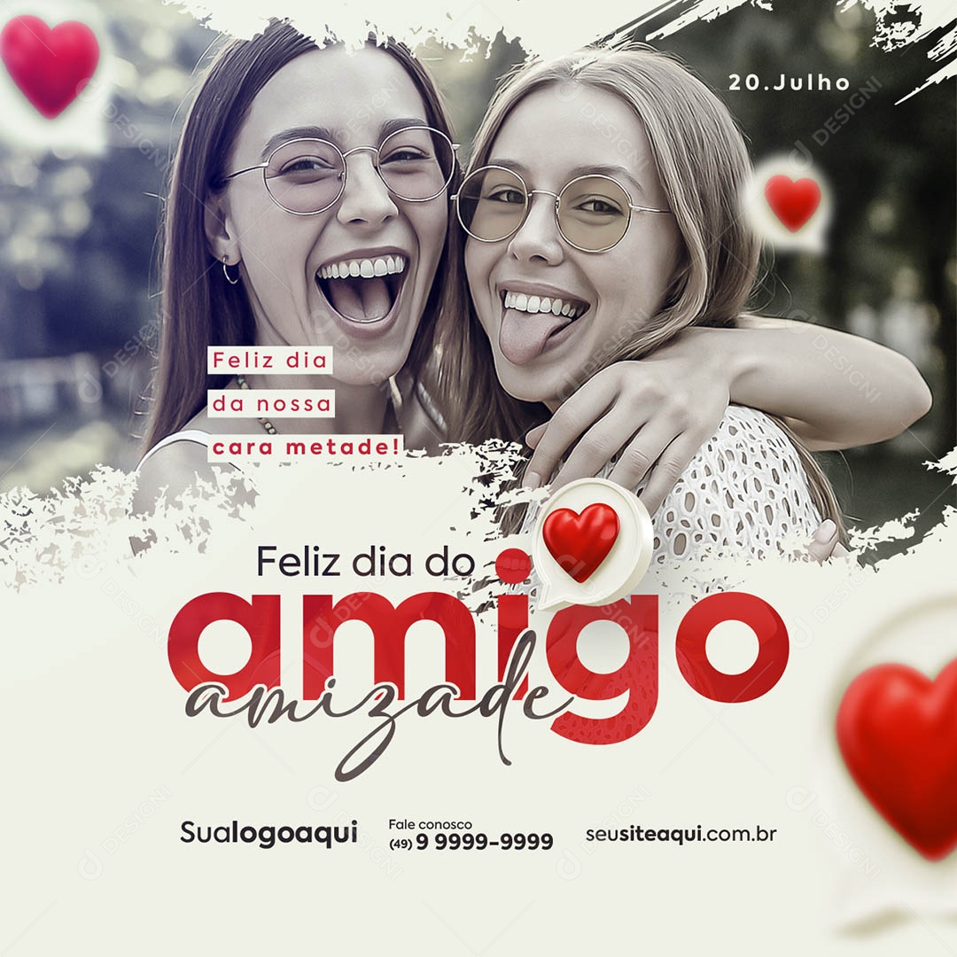 Feliz Dia do Amigo 20 de Julho Social Media PSD Editável