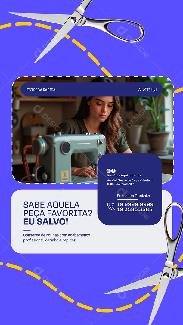 Story Costureira Sabe Aquela Peça Favorita Eu Salvo Social Media PSD Editável