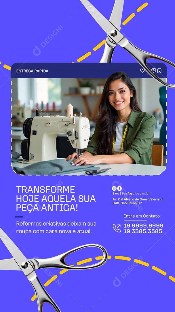 Story Costureira Transforme Hoje Aquela Sua Peça Antiga Social Media PSD Editável