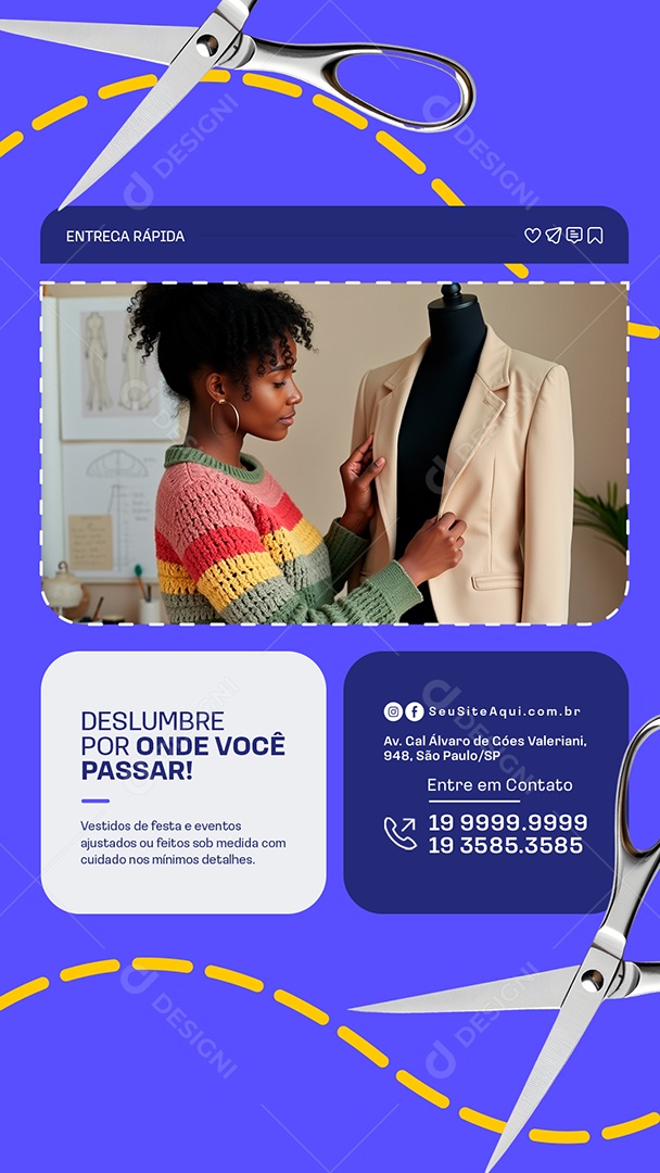 Story Costureira Deslumbre Por Onde Você Passar Social Media PSD Editável