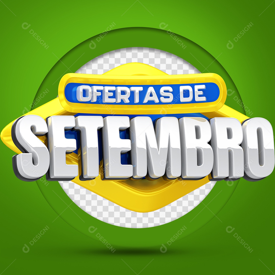 Ofertas de Setembro Selo 3D para Composição PSD