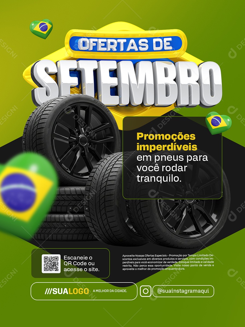Ofertas de Setembro Loja Pneus Promoções Imperdíveis Social Media PSD Editável