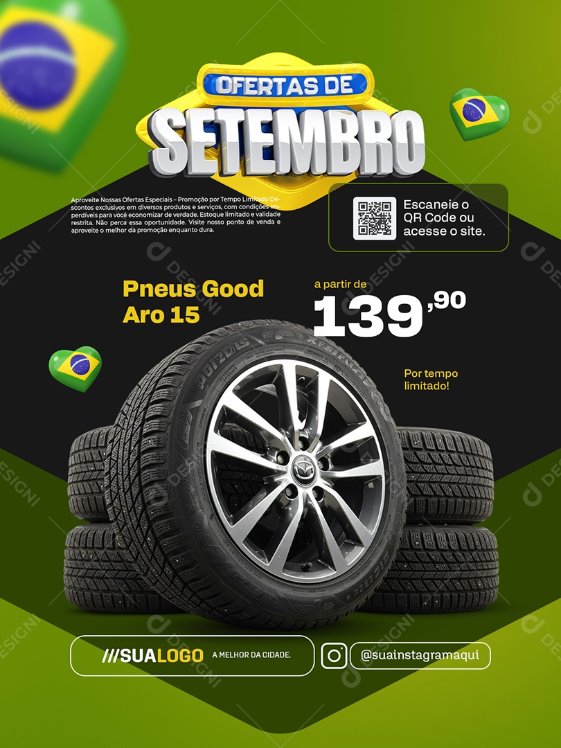 Ofertas de Setembro Loja Pneus Good Aro Social Media PSD Editável