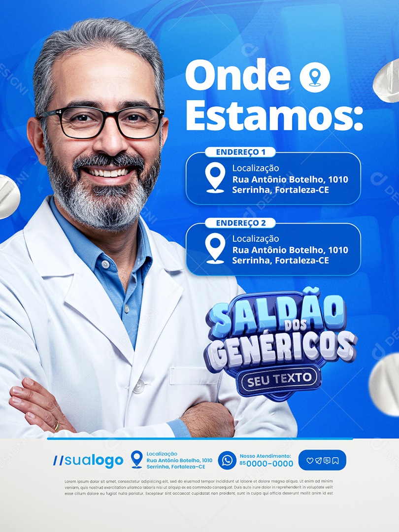 Saldão dos Genéricos Farmácia Onde Estamos Social Media PSD Editável
