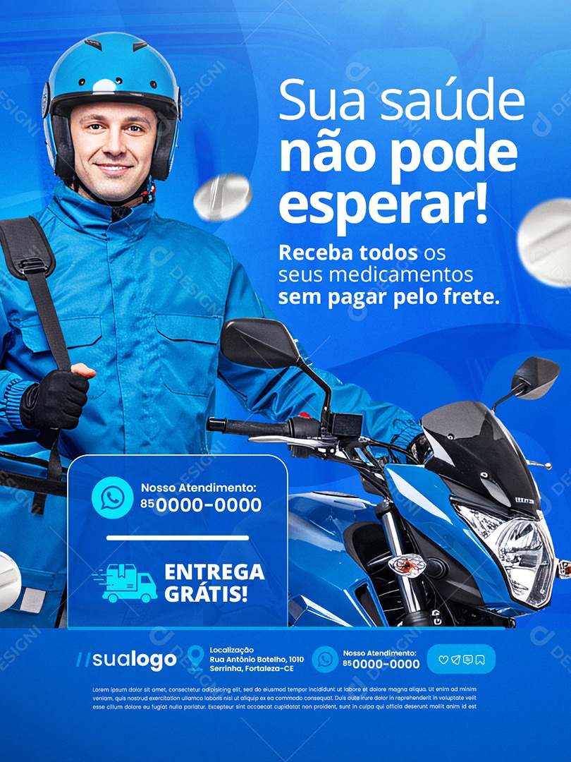 Saldão dos Genéricos Farmácia Receba Todos os Seus Medicamentos Social Media PSD Editável