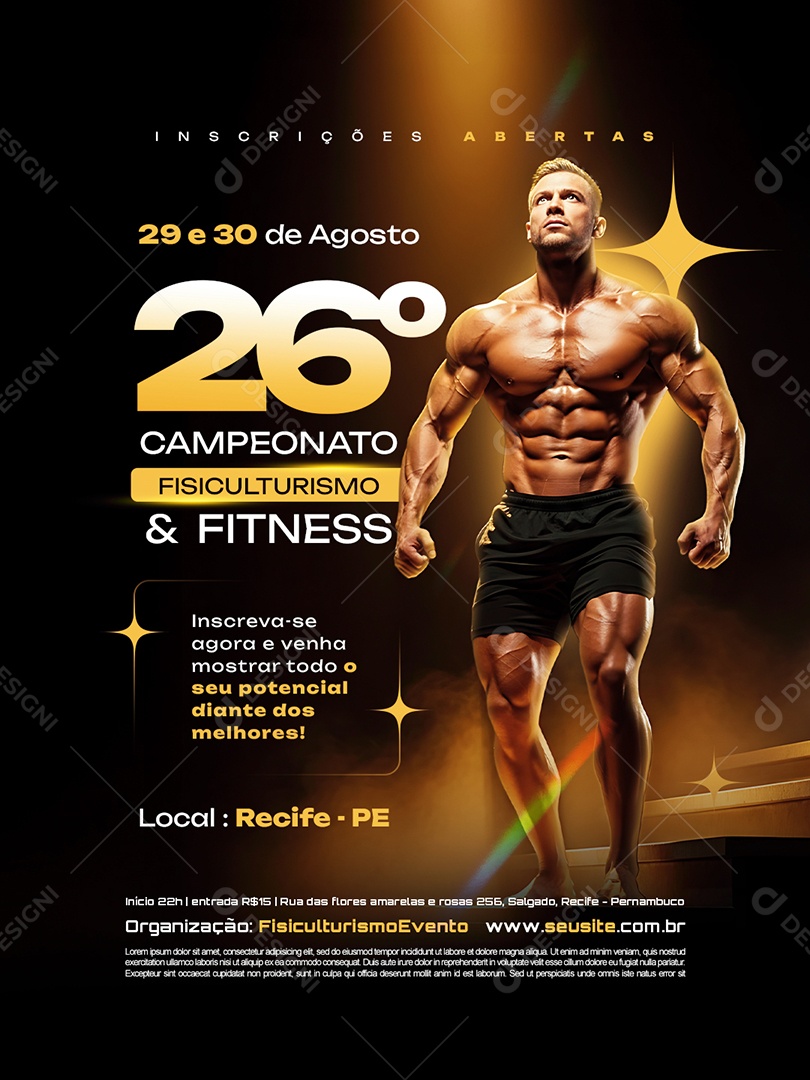 Campeonato Fisiculturismo e Fitness Mostrar Todo o Seu Potencial Social Media PSD Editável