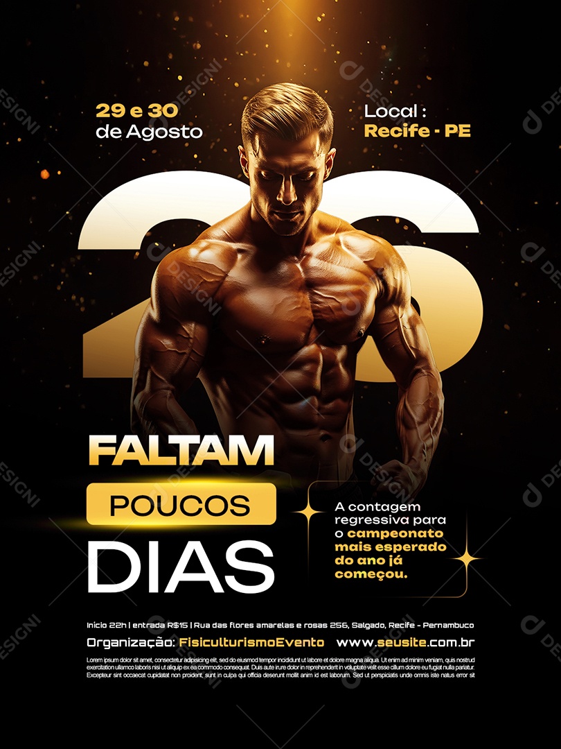 Campeonato Fisiculturismo Faltam Poucos Dias Social Media PSD Editável