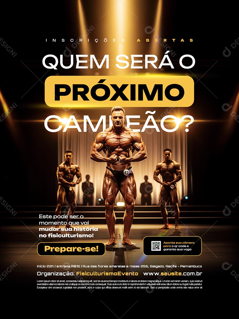 Campeonato Fisiculturismo Quem Será o Próximo Campeão Social Media PSD Editável