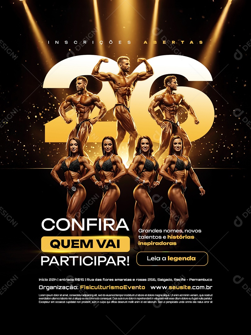 Campeonato Fisiculturismo Confira Quem Vai Participar Social Media PSD Editável