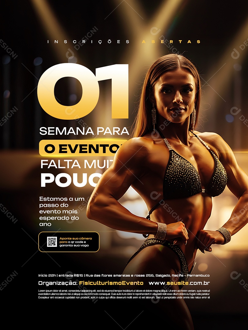 Campeonato Fisiculturismo Uma Semana para o Evento Social Media PSD Editável