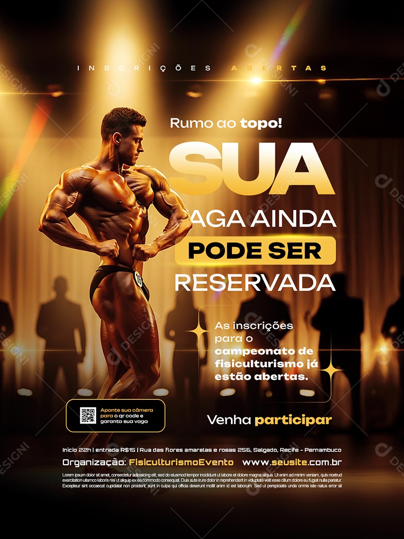 Campeonato Fisiculturismo Rumo ao Topo Social Media PSD Editável