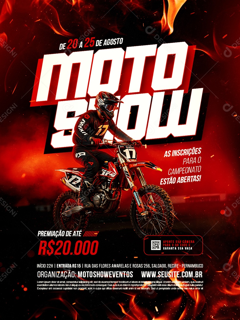 Campeonato Motocross Moto Show As Inscrições Estão Abertas Social Media PSD Editável
