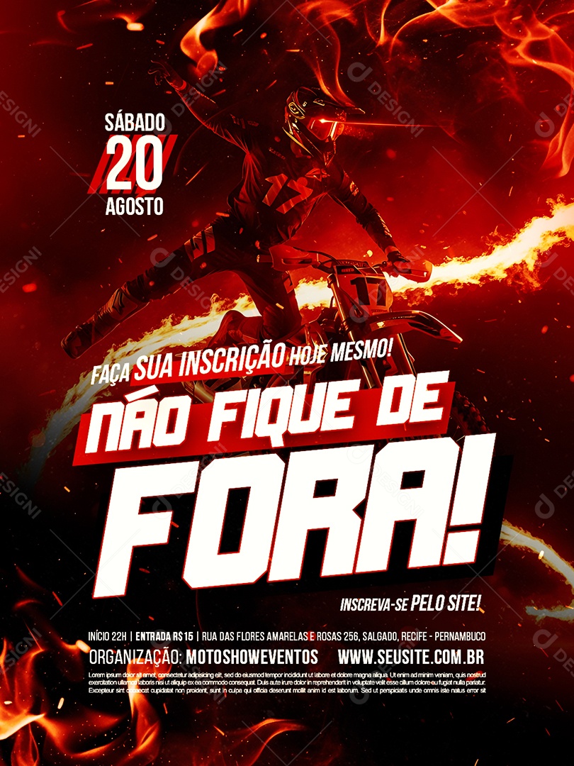 Campeonato Motocross Faça Sua Inscrição Hoje Mesmo Social Media PSD Editável